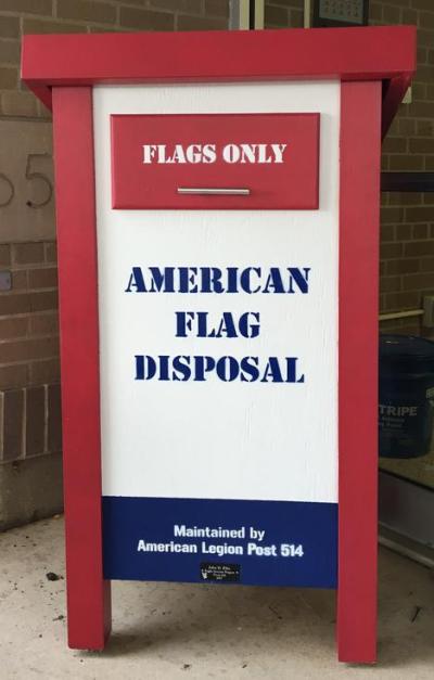 red and white American Flag Disposal box