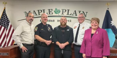 McGarry's donation ceremony with the public safes cheifs and Mayors of Maple Plain and Independence